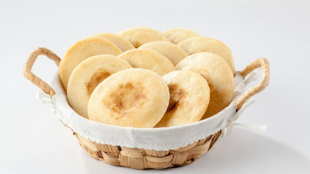 Arepas Flat Cornbread on Bread Basket