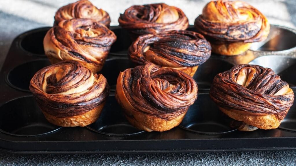 Brioche feuilletee baked in a muffin pan