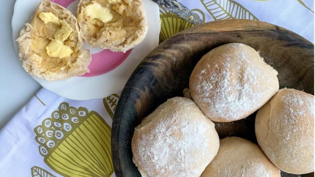 Irish bread rolls in a wooden bowl