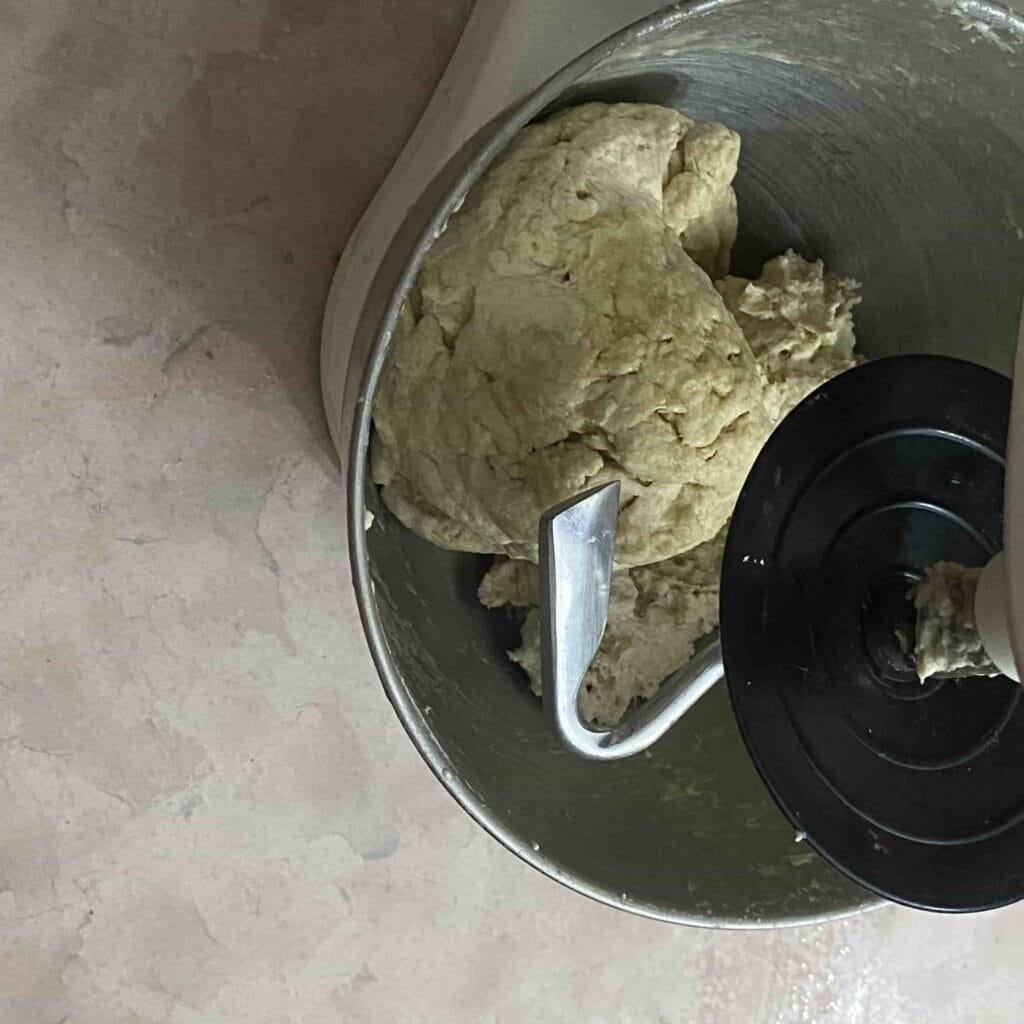 Mixing with dough hook