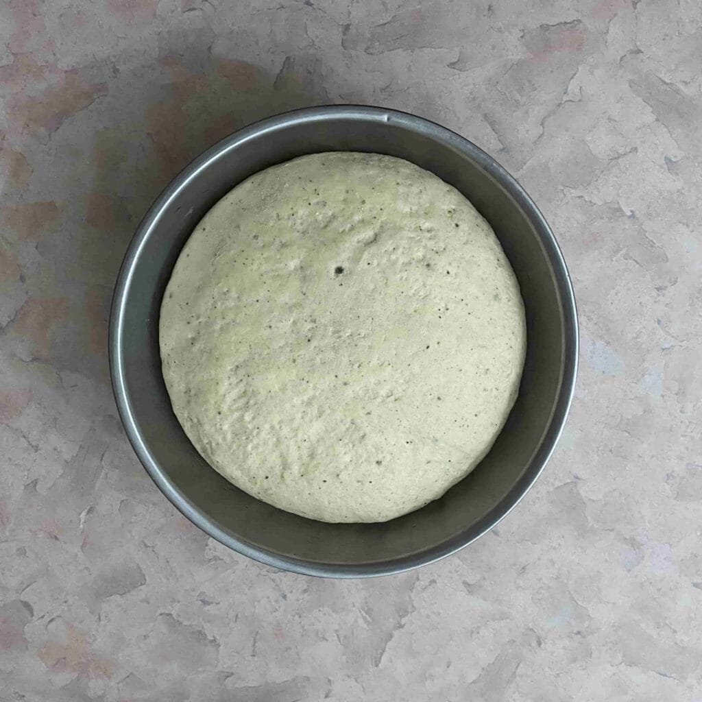 the dough after 1 hour of rising