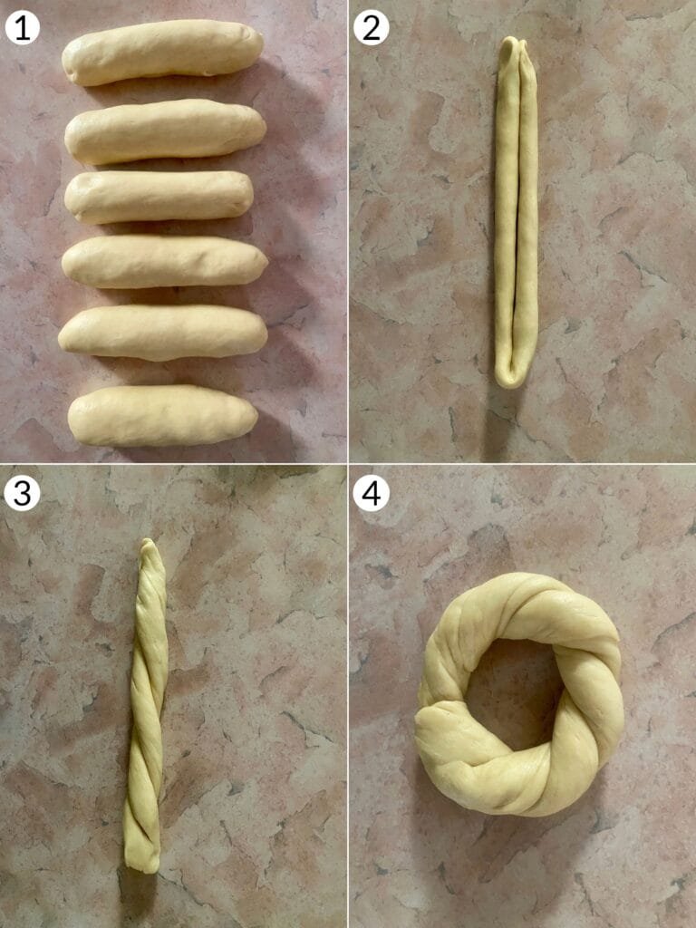 Step by step pictures guide to shape Turkish Bagel
