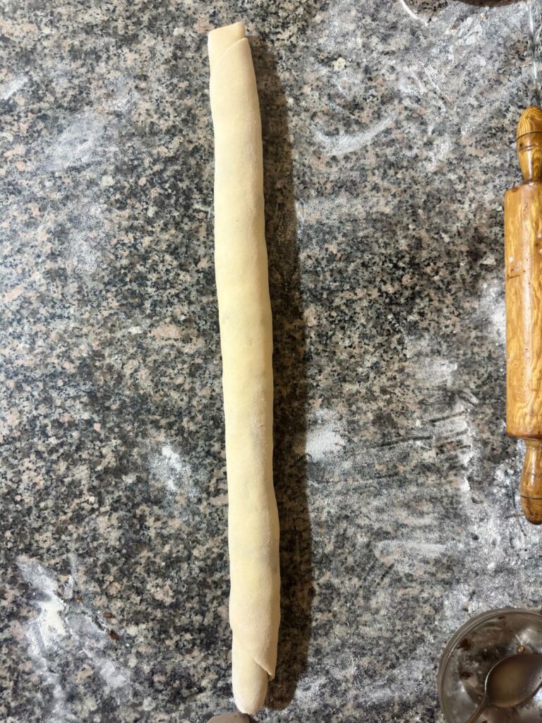 Povitica log dough before shaping.