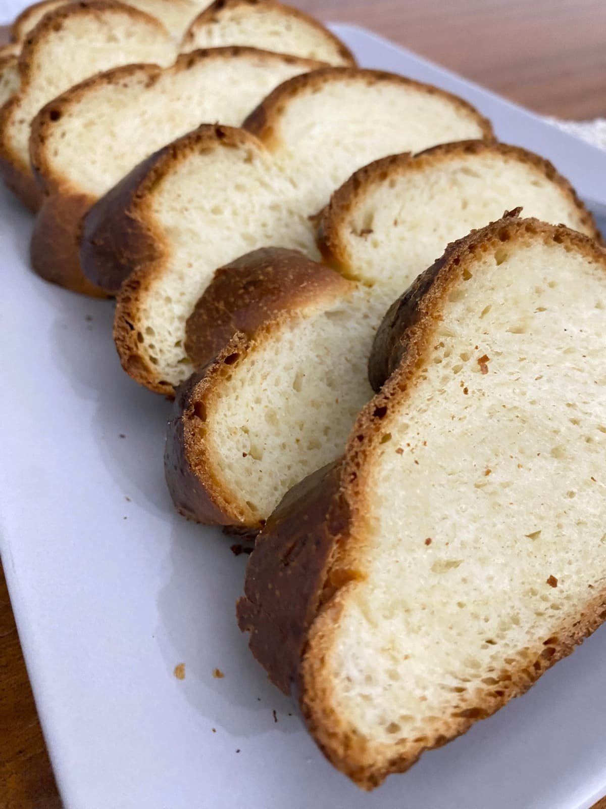 Fresh Slices of Zopf bread on a plate