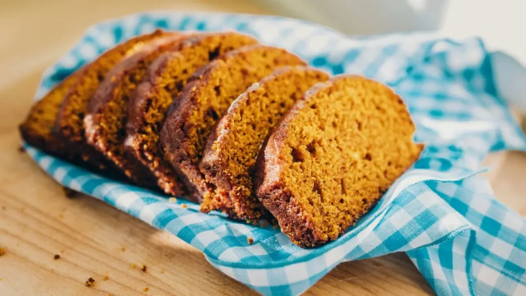 Sliced Pumpkin Bread on napkin
