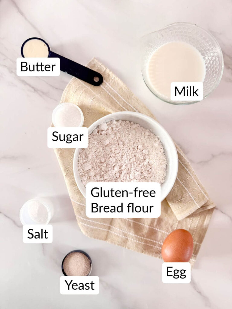 gluten free hamburger buns include: Gf flour, yeast, whole milk, butter, and other ingredients.