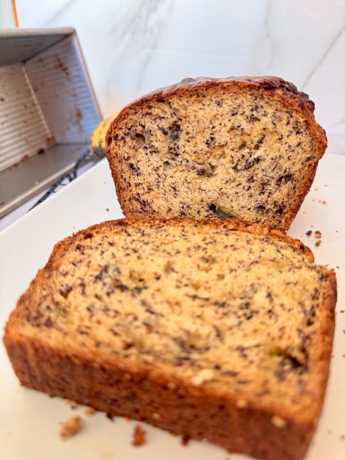 slices of 3 ingredient bread on platter