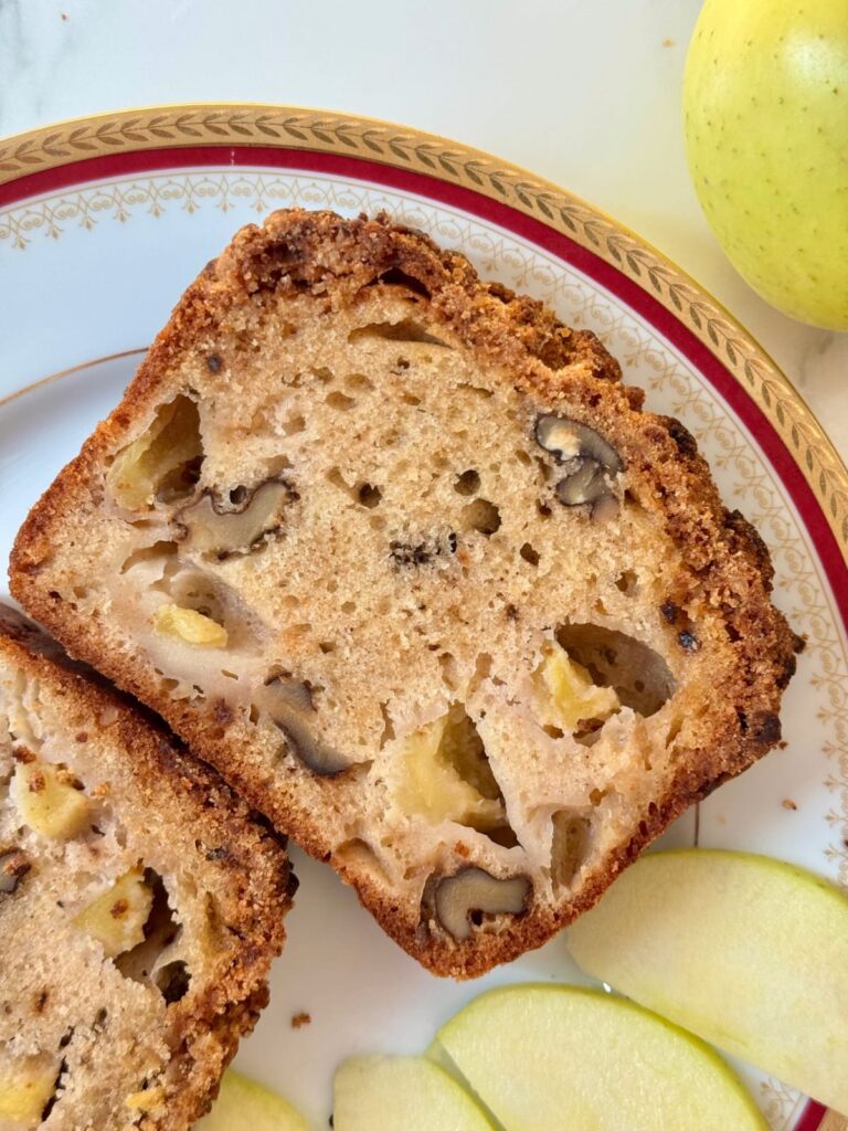 Close-up of apple walnut slice.