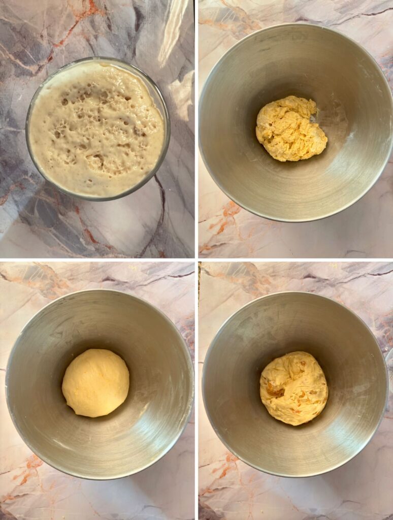 The 4 processes of preparing the dough.