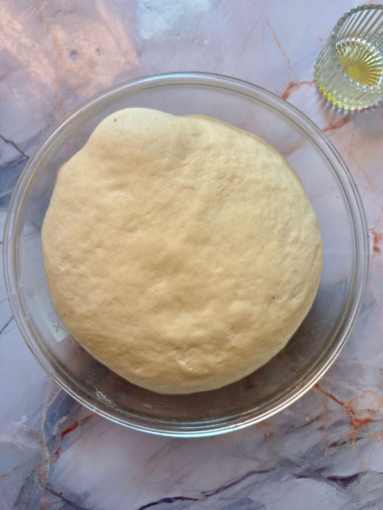 Lepinja dough after the first rise time.